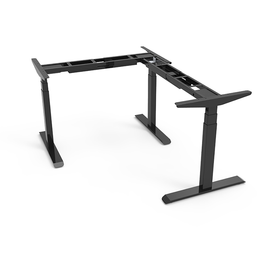 L-shaped Height Adjustable Standing Desk with Custom Desktop